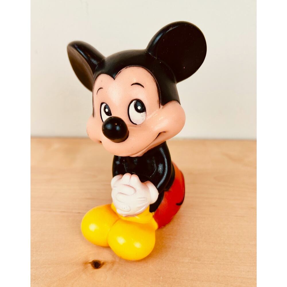 Vintage Disney Mickey Mouse Squeak Toy Walt Disney Productions Korea 4 Inch Rare